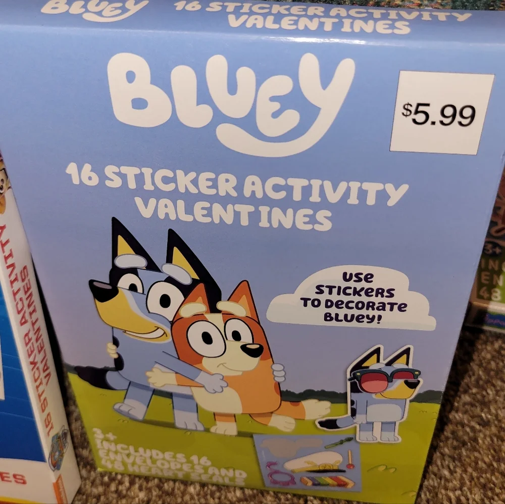 Paw Patrol and Bluey Sticker Activity Valentines Set